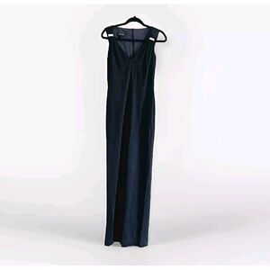 ESCADA Black Metallic Evening Gown Sleeveless Gathered Shoulder Size US 6 EU 38